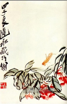 Traditionelle chinesische Kunst Werke - Qi Baishi impatiens und Heuschrecken traditionellen chinesischen